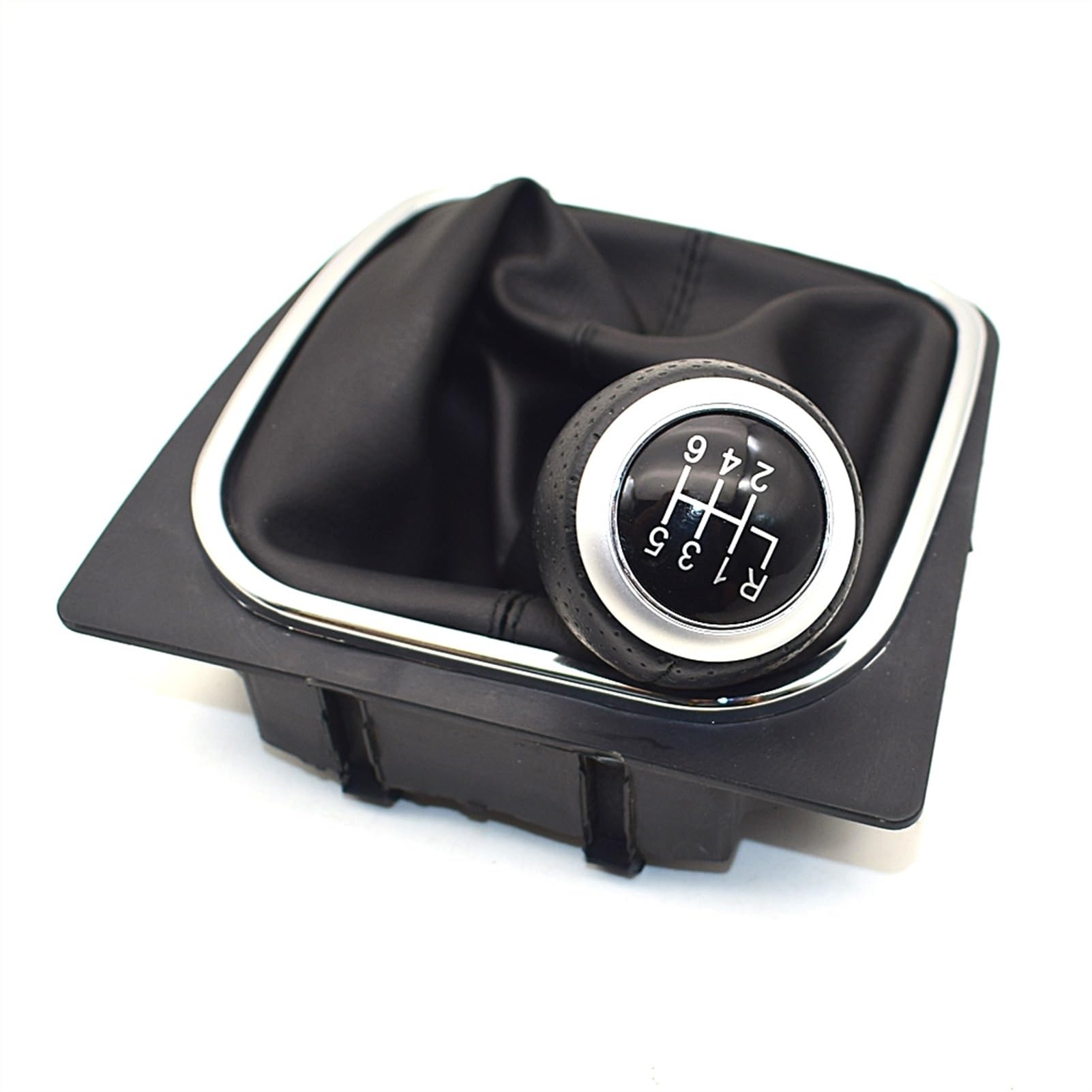 JINFOLI Auto Geschwindigkeit Schaltknauf Staubdicht Cove 5or6 PU Leder Schaltknauf Gaitor Abdeckung, for VW, for Golf MK6 2009-2012 Schaltknauf(Black 6 Speed) von JINFOLI