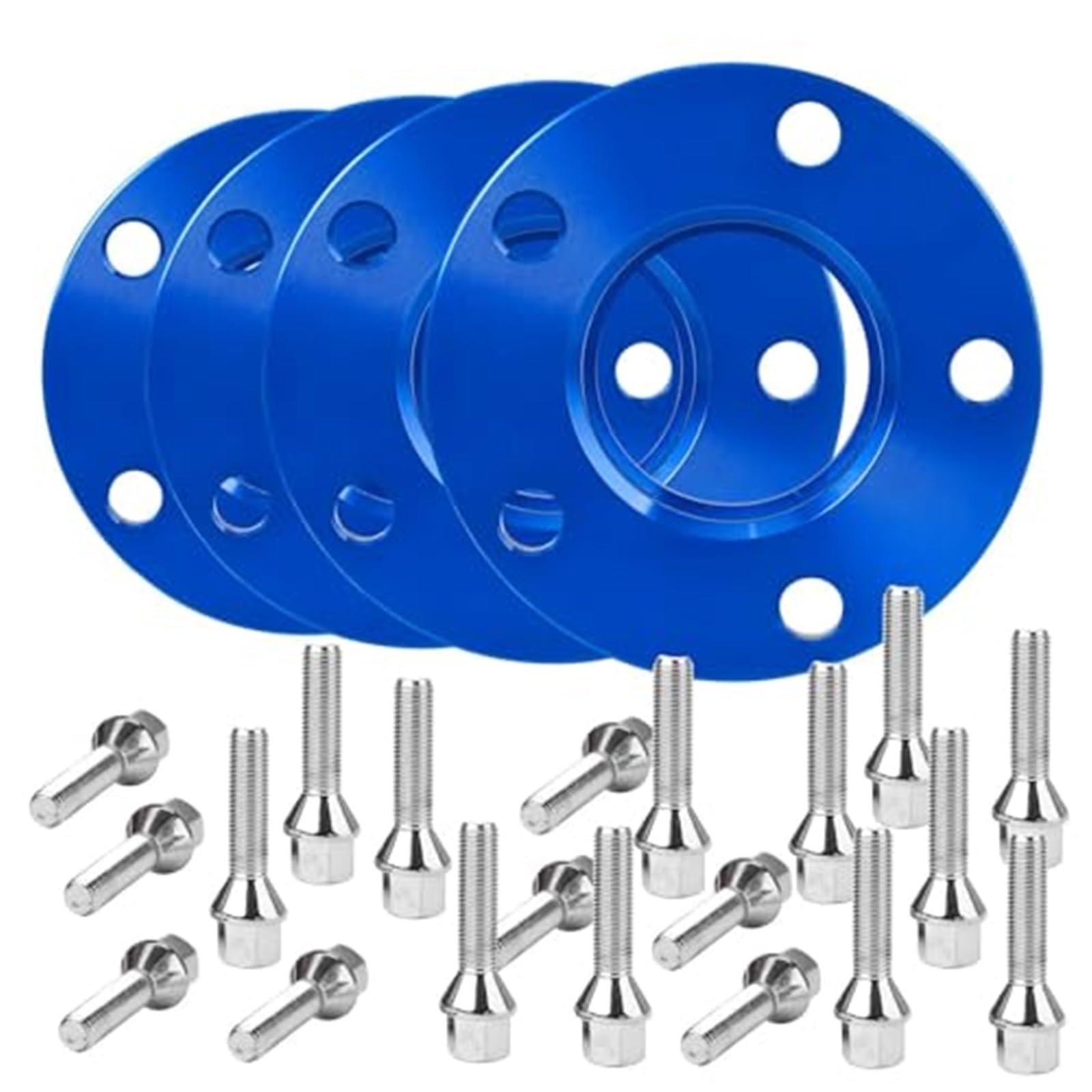 JINFOLI Distanzstücke, geschmiedetes Aluminium, 4 Stück, 5 x 120, versetztes Spurverbreiterung-Set, 2 Stück 15 mm, 2 Stück 20 mm, mit verlängerten Bolzen, passend for, Autoflansch-Unterlegscheibenpla von JINFOLI