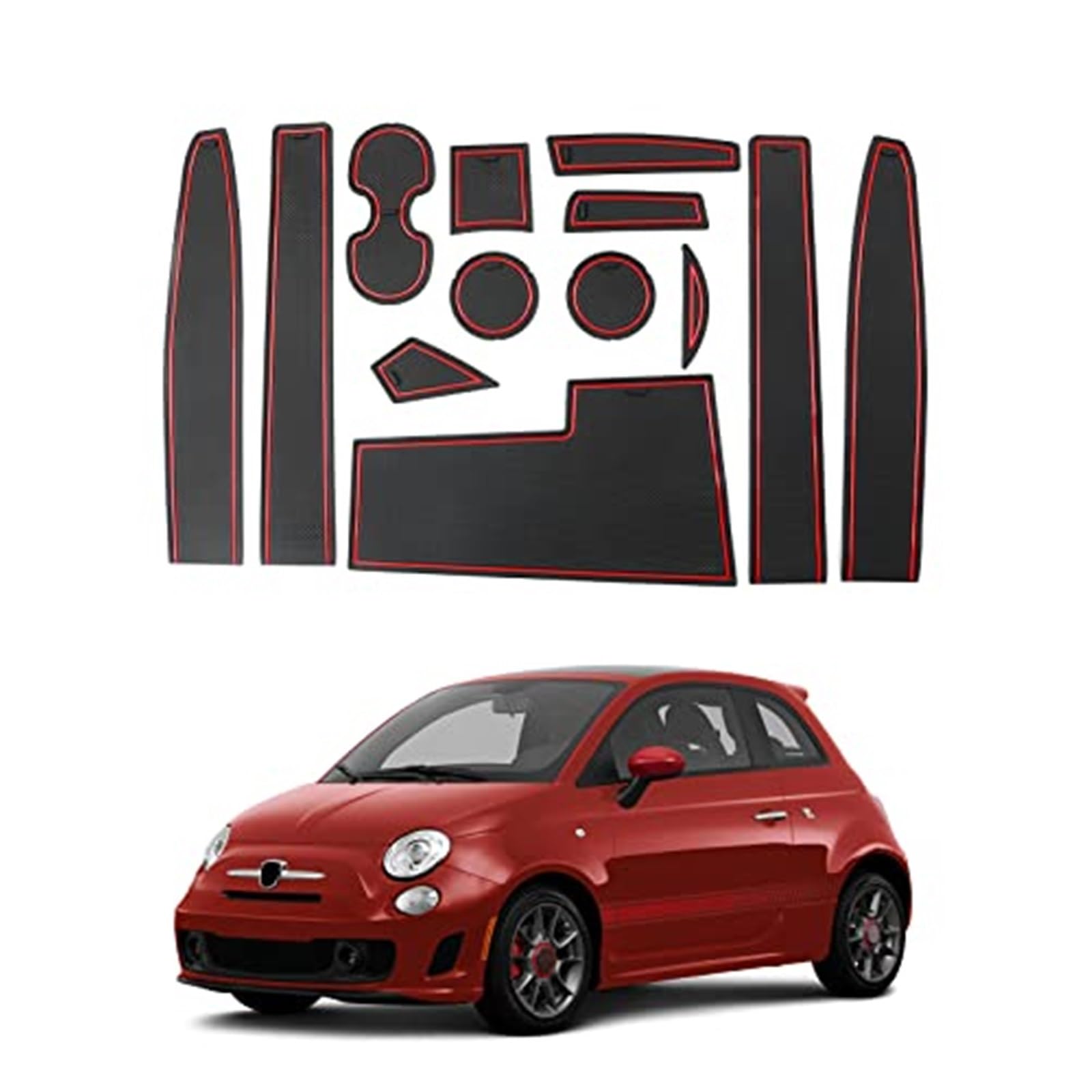 JINFOLI For FIAT, 500 Abarth 595 2017-2020 Auto Gummimatten, Autotürschlitzmatte Auto Armlehne Getränkehaltermatte Mittelkonsole Antirutschmatte, Abarth 595 Innenzubehör Gummimatte rutschfeste Konsole von JINFOLI