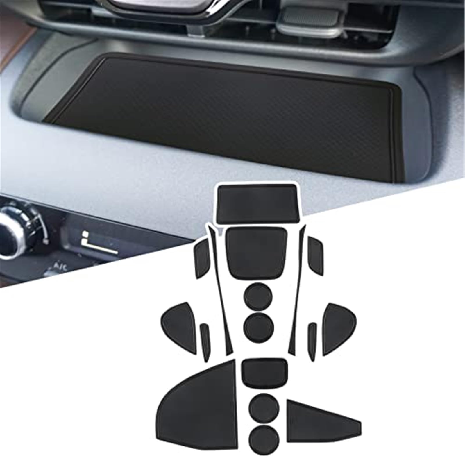 JINFOLI For Toyota, for Yaris Cross SUV 2021 2022 Auto rutschfeste Gummimatten (für Rechtslenker), Autotürschlitz-Pad-Matte, Getränkehaltermatte, Armlehne, Mittelkonsolen, Innendekoration, 17-tlg ruts von JINFOLI