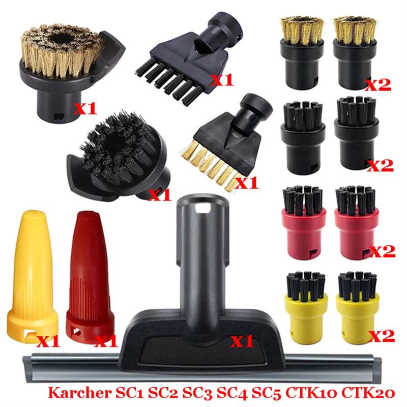 JINFOLI Karcher Dampf Staubsauger Maschine SC1 SC2 SC3 SC4 SC5 SC7 CTK10 CTK20 Teile Pinsel Kopf Leistungsstarke Düse Zubehör Aufsätze für Dampfreiniger(Set-19) von JINFOLI