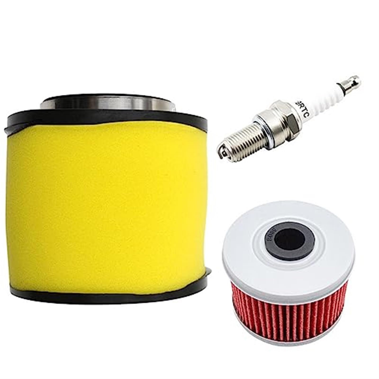 JINFOLI Motorrad Luftfilter & Ölfilter & Zündkerze for FourTrax 300 400 TRX300 400FW 15412HM5A10 15412-HM5-A10 15412-HM5-010 Motorrad-Luftfilter(Black Set-2 Yellow) von JINFOLI