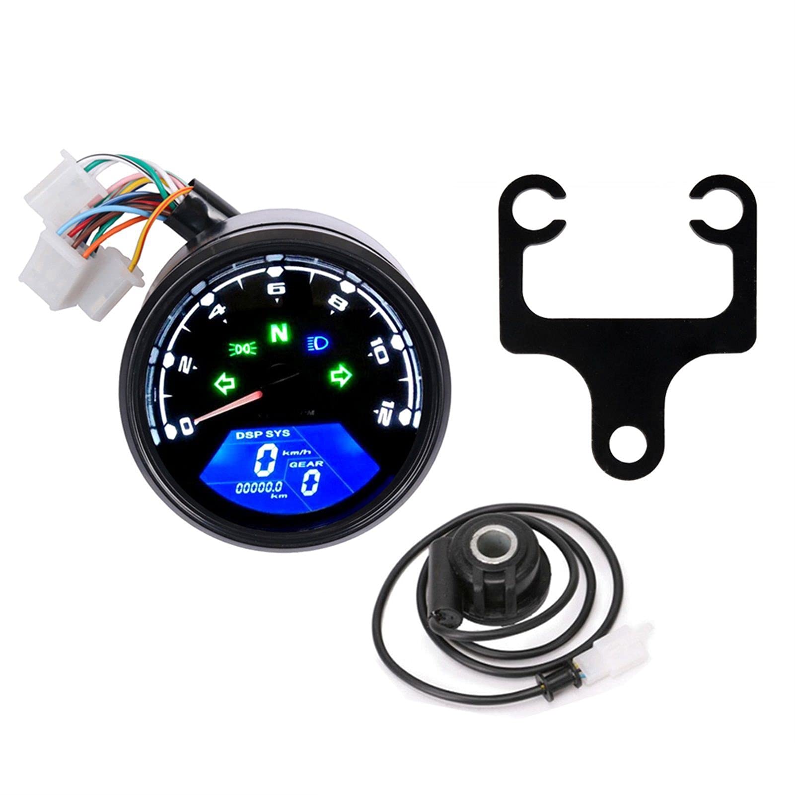 JINFOLI Motorrad-Tachometer, Nachtsicht-Zifferblatt, Kilometerzähler, Licht, Multifunktions-Digitalanzeige, Drehzahlmesser, Kraftstoffzähler, Instrument, Ölanzeige Tachometer(04) von JINFOLI