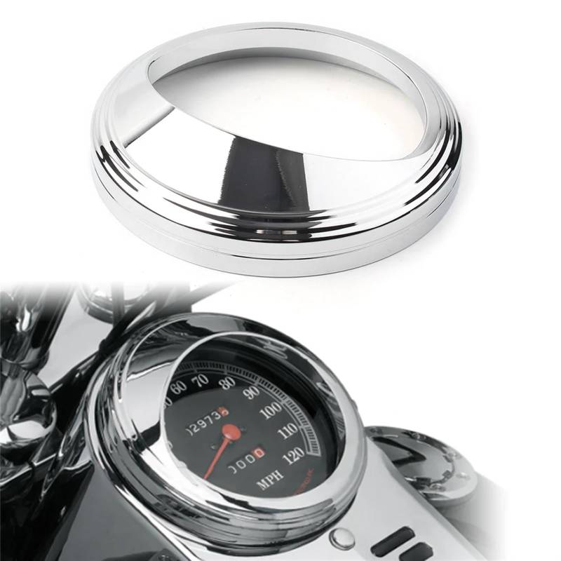 JINFOLI Motorrad-Tachometer-Zierblende, Blendenring, Visierabdeckung, for Harley, Touring, Road King, Dyna, Softail mit 5-Zoll-Tachometer Tacho-Zierring(Chrome) von JINFOLI