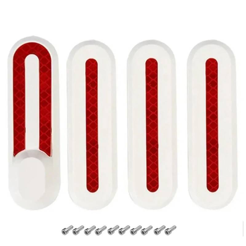 JINFOLI Radkappen-Schutzschale, reflektierend, for Xiaomi, M365 Pro 2 1S Elektroroller, vordere und hintere Radkappe, Sicherheits-Nachtreflektor-Aufkleber Reflektierende Schalenabdeckung(White-red-4pc von JINFOLI