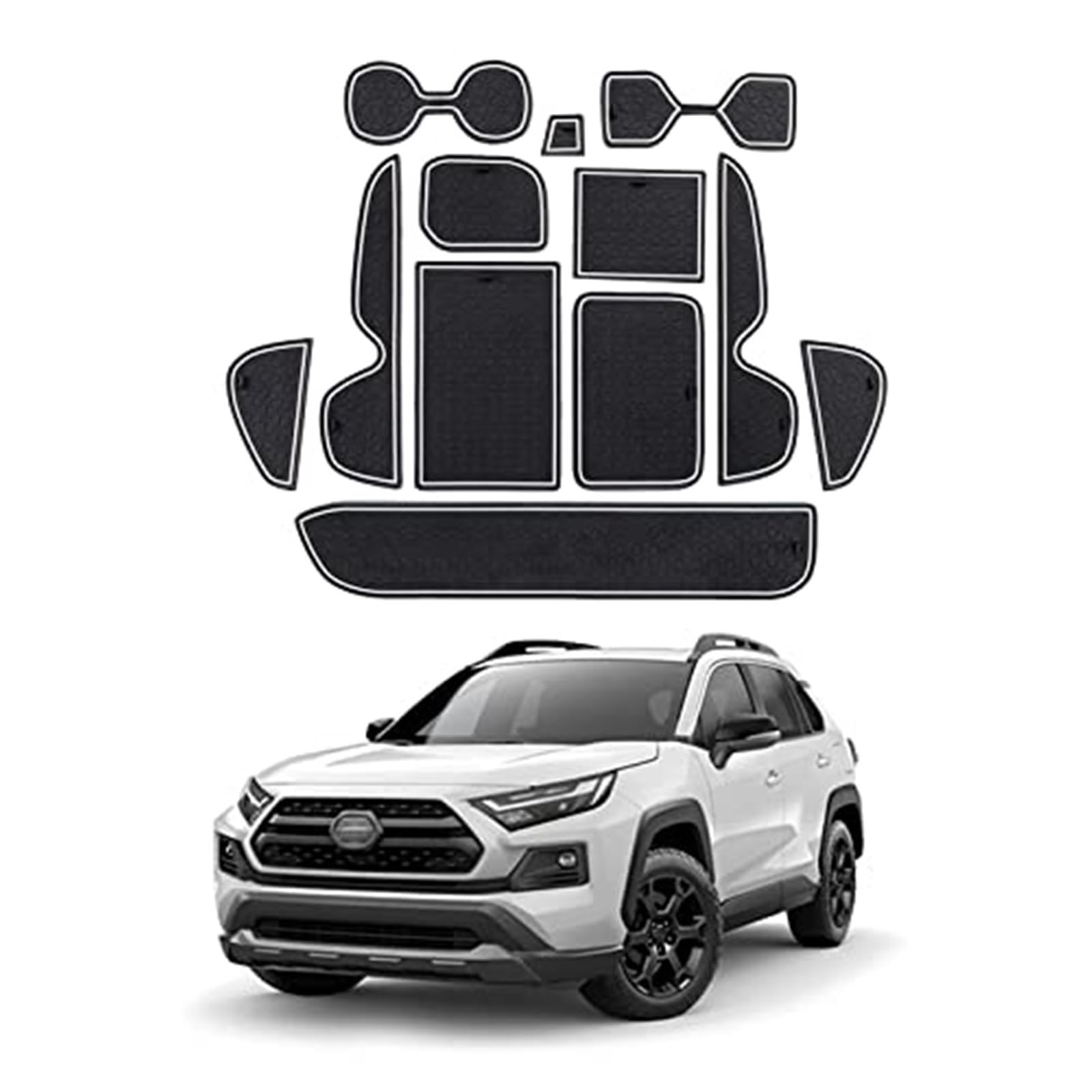 JINFOLI Rutschfeste Gummimatten, for RAV4, 2019-2024 (Rechtslenker), Autotürschlitzmatte, Autoarmlehne, Getränkehaltermatte, Mittelkonsole, rutschfeste Matten, Autozubehör, 12 Stück/Packung rutschfest von JINFOLI