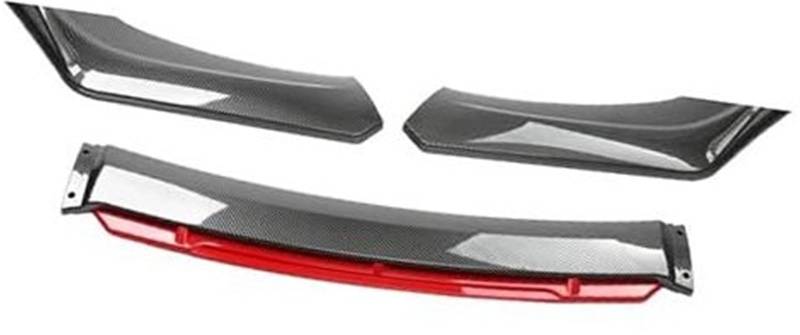 JINFOLI for Jetta, Auto-Frontstoßstangen-Lippenspoiler-Körpersatz, dekorativer Stoßstangen-Canard-Lippensplitter, Limousine, Breite unter 176 cm, Spoiler Frontspoiler(Black Carbon Fiber Red) von JINFOLI