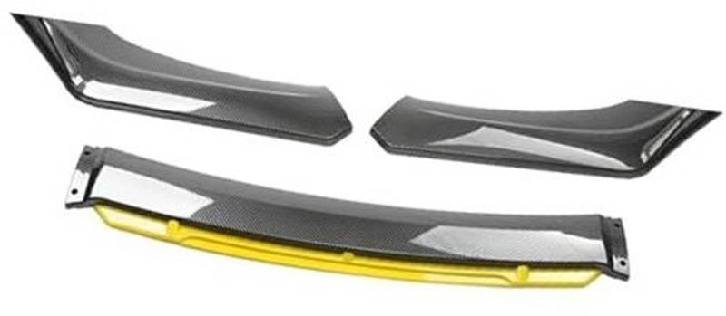 JINFOLI for Jetta, Auto-Frontstoßstangen-Lippenspoiler-Körpersatz, dekorativer Stoßstangen-Canard-Lippensplitter, Limousine, Breite unter 176 cm, Spoiler Frontspoiler(Black Carbon Yellow) von JINFOLI