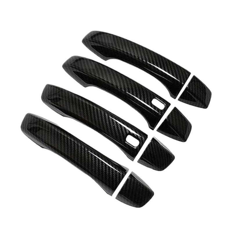 JINFOLI for MG, ZS 2017 2018 2019 2020 2021 2022 Kohlefaser Chrom Autotürgriffe Abdeckung Zierleiste Styling Aufkleber Autozubehör(Black Carbon 2 Buttons) von JINFOLI