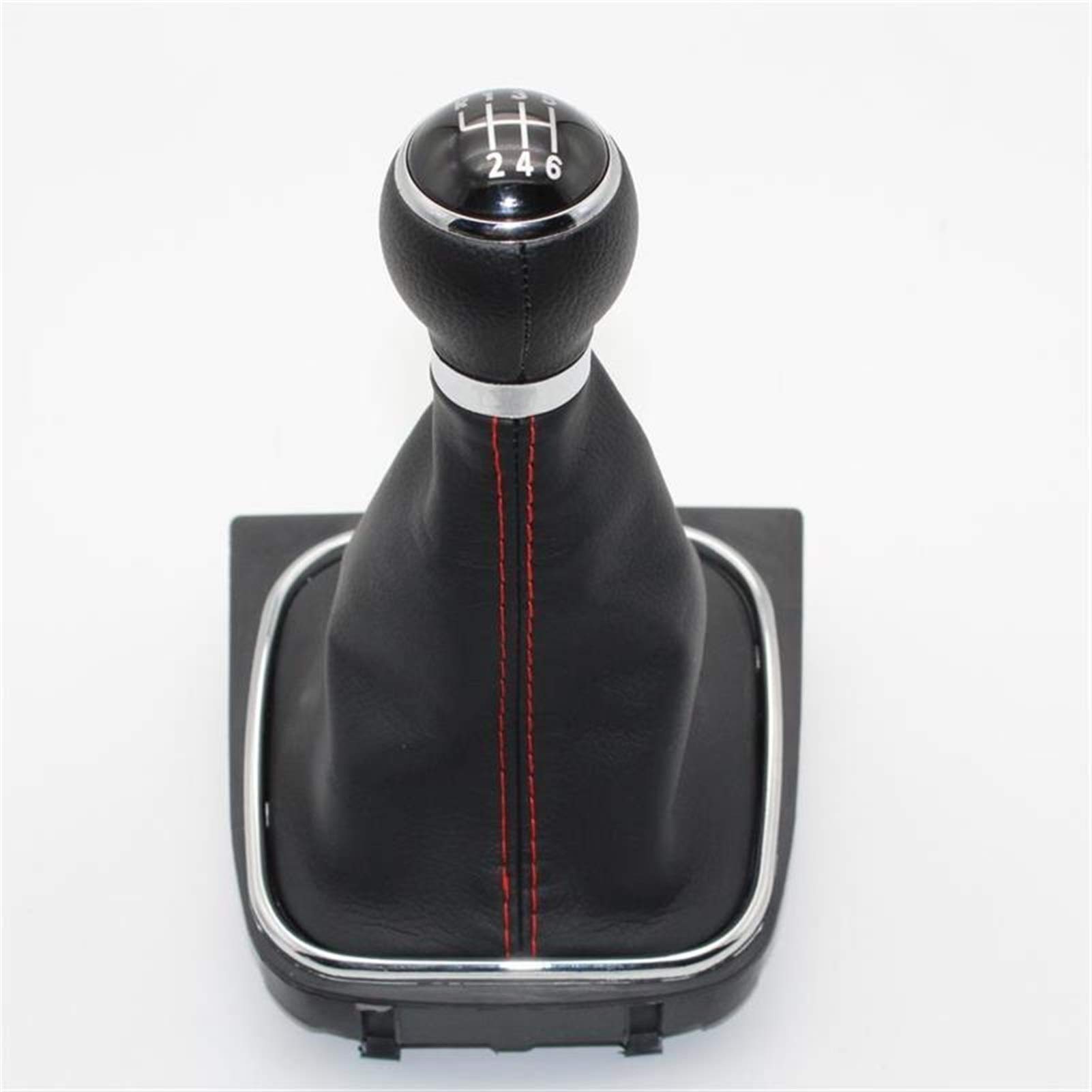 JINFOLI for VW, for EOS, 2009 2010 2011 2012 2013 Car-Stying 6-Gang-Auto-Schaltknauf mit Ledermanschette Red Line Schaltknauf von JINFOLI