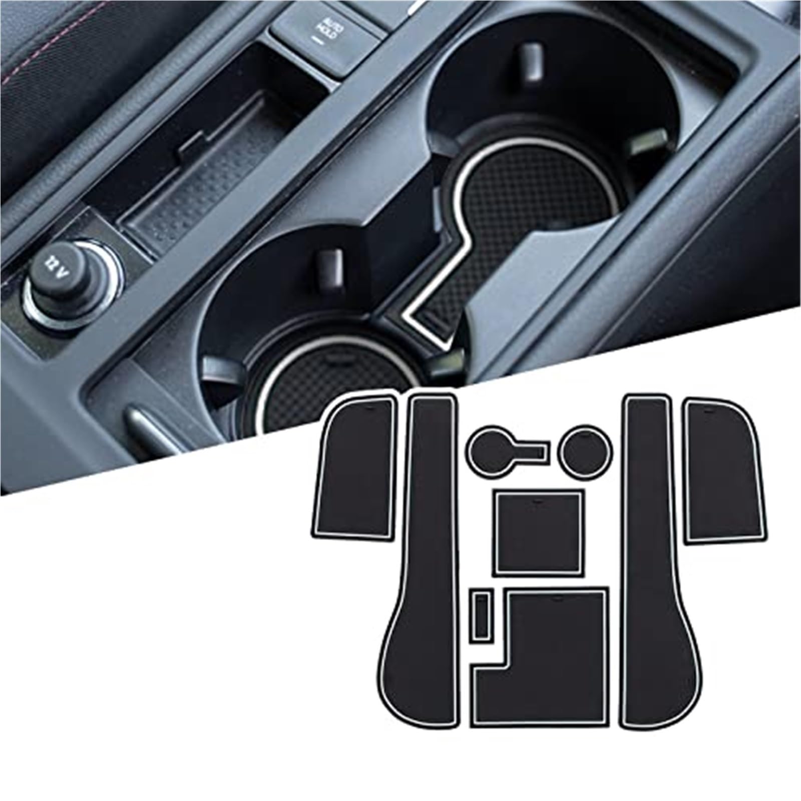 JINFOLI rutschfeste Gummimatten, for VW, for Golf, 7 7.5 MK7 2016-2019 (Rechtslenker), Automatten Türschlitzmatte Auto Armlehne Getränkehaltermatte Mittelkonsole Gummimatte, for Golf, 7 Zubehör, 9 Stü von JINFOLI