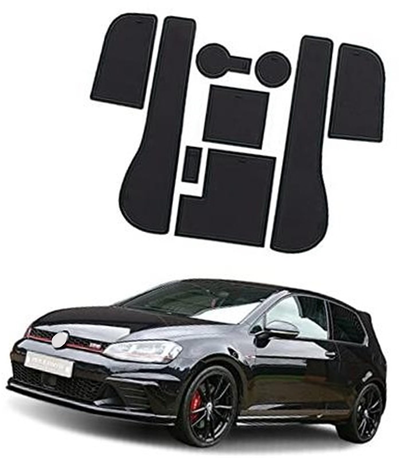 JINFOLI rutschfeste Gummimatten, for VW, for Golf, 7 7.5 MK7 2016-2019 (Rechtslenker), Automatten Türschlitzmatte Auto Armlehne Getränkehaltermatte Mittelkonsole Gummimatte, for Golf, 7 Zubehör, 9 Stü von JINFOLI