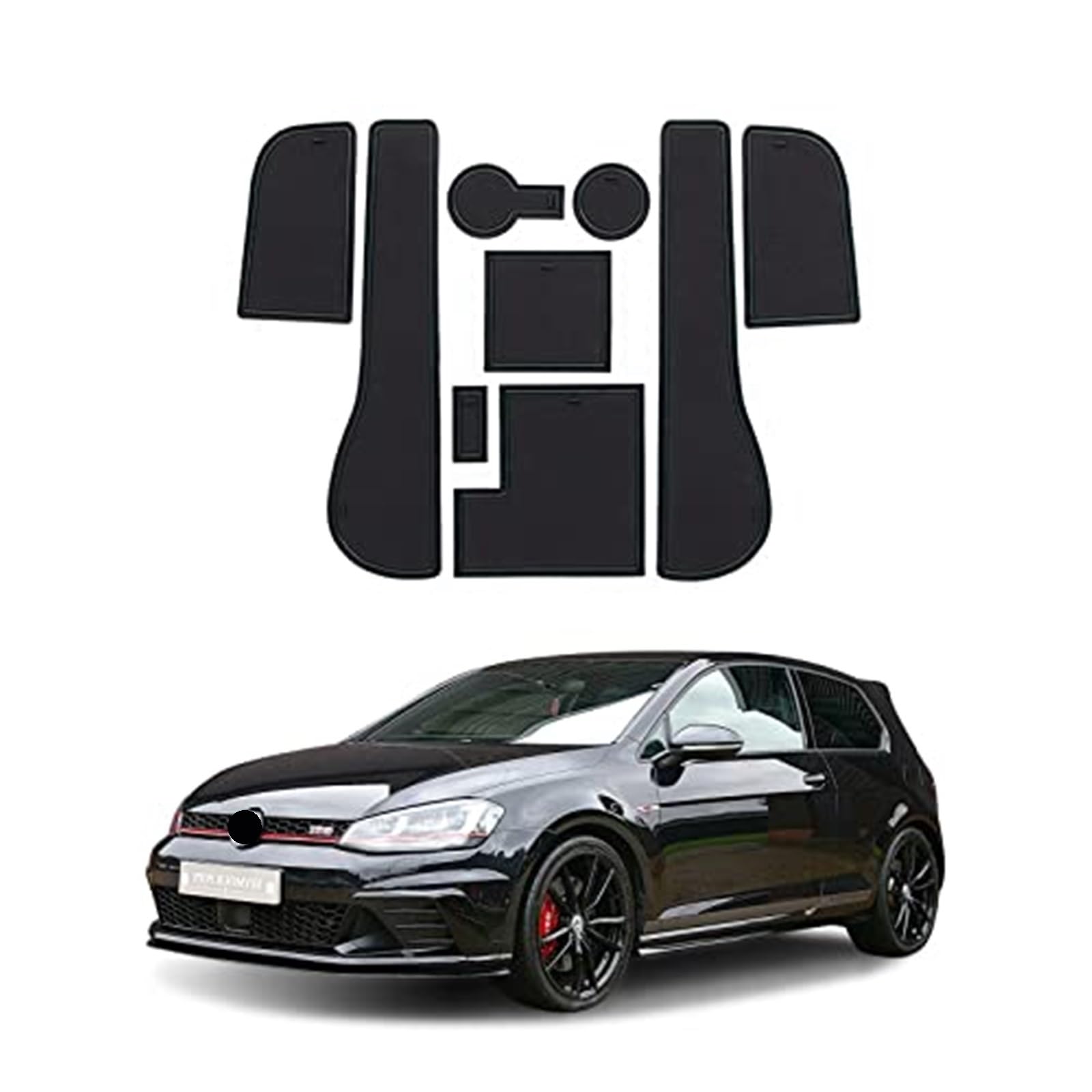 JINFOLI rutschfeste Gummimatten, for VW, for Golf, 7 7.5 MK7 2016-2019 (Rechtslenker), Automatten Türschlitzmatte Auto Armlehne Getränkehaltermatte Mittelkonsole Gummimatte, for Golf, 7 Zubehör, 9 Stü von JINFOLI