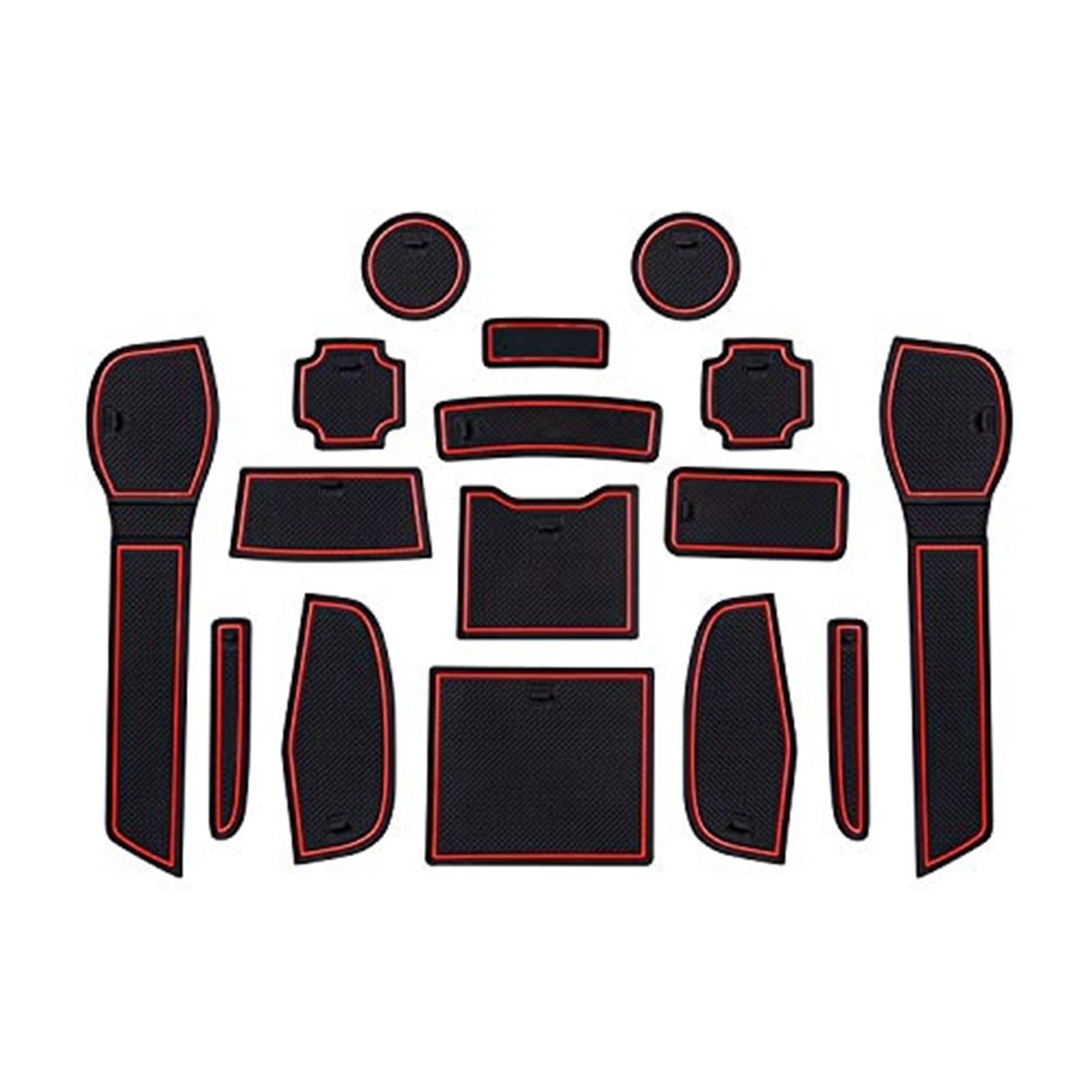 JINFOLI rutschfeste Gummimatten for Qashqai, J11 SUV, Autotürschlitz-Pad, Getränkehalter, Armlehne, Mittelkonsole, Innendekoration, 16-teilig, Rot rutschfeste Konsolenauflage(Red) von JINFOLI