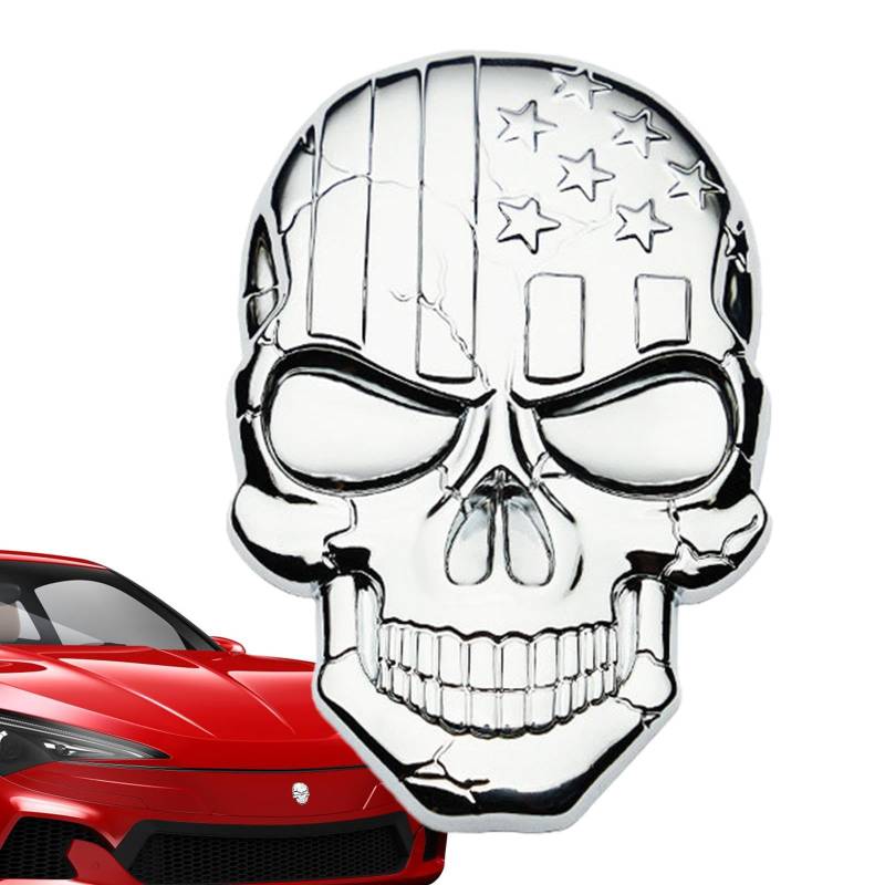 Totenkopf-Auto-Aufkleber, 3D-Aufkleber, strapazierfähig, Metall-Schädel- mit amerikanischer Flagge, Auto-, Motorrad-Emblem, Aufkleber für Fahrzeug von JINGAN