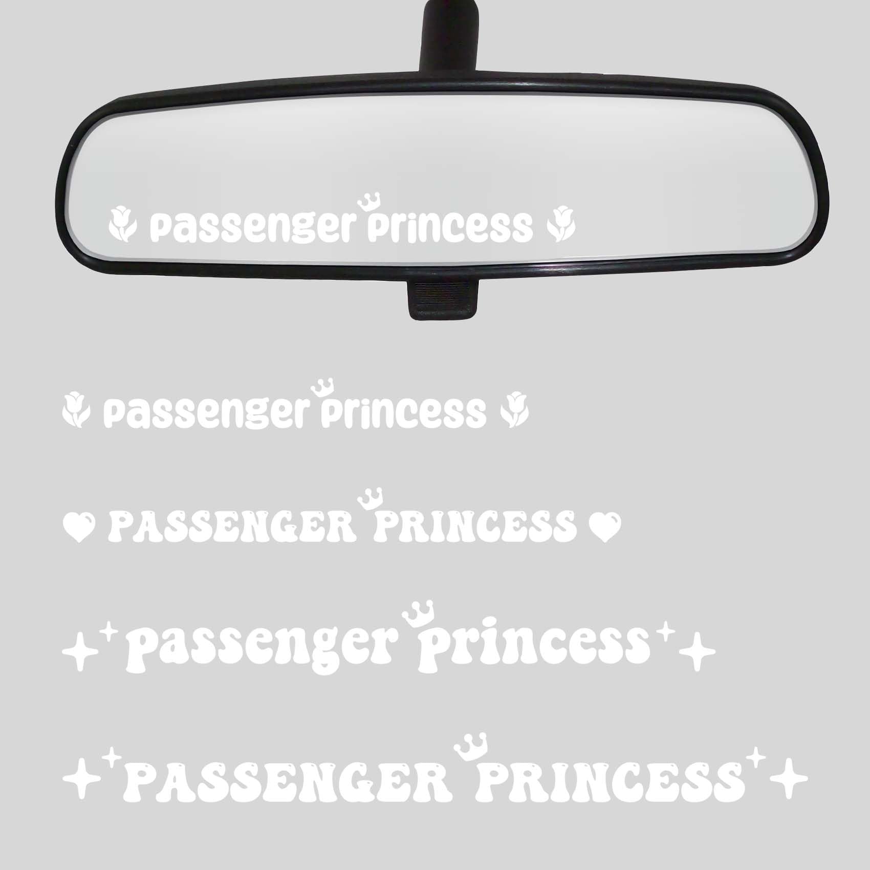 4 Packung Passagier Princess Auto Parts, Vinyl Passagierprinzessin AufkleberRose Herzförmig Stern Krone Netter wasserdichte Fahrzeugspiegelaufkleber, Fenster Rückspiegel Frauenauto -Dekoration (Weiss) von JINGIHE