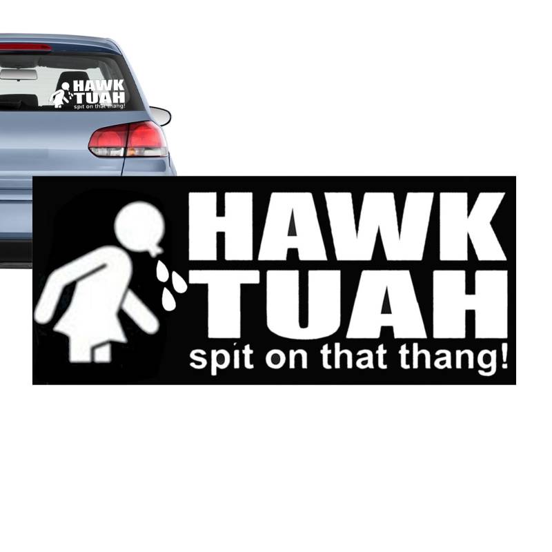 JINGLING 3 Stück Autoaufkleber Hawks Tuah Spit On That Thang Auto Stoßstangenaufkleber, Hawks Tush Spit On That Thang 2024 Parodie-Aufkleber Laptop-Auto-Stoßstangenaufkleber, 18×10cm von JINGLING