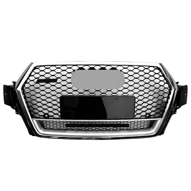 Auto-Grill, Frontstoßstangengrill, Sportgrill, Ersatz-Frontgrill, Kompatibel for Audi Q7 SQ7 2016 2017 2018 2019 (Umrüstung auf RSQ7-Stil)(16-18 style B black silver) von JINGRUNH