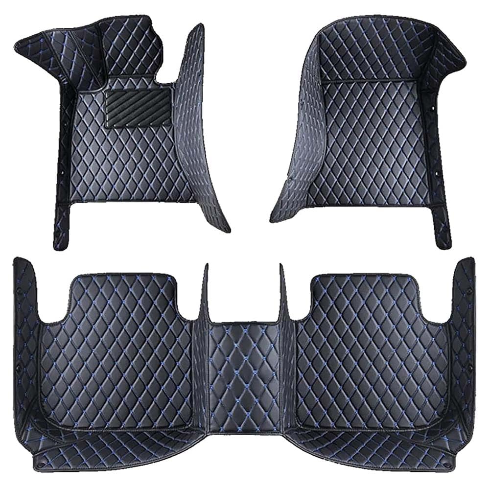 Auto Leder Fußmatten für Discovery (5seats) 2013-2017 (LHD), Nach Maß Allwetter wasserdichte rutschfeste Auto FußMatte Teppich Set Schutz Interior ZubehöR,E/Black-Blue von JINLINGNB