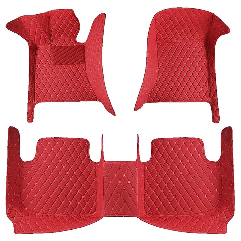 Auto Leder Fußmatten für Discovery (5seats) 2013-2017 (LHD), Nach Maß Allwetter wasserdichte rutschfeste Auto FußMatte Teppich Set Schutz Interior ZubehöR,F/Red von JINLINGNB