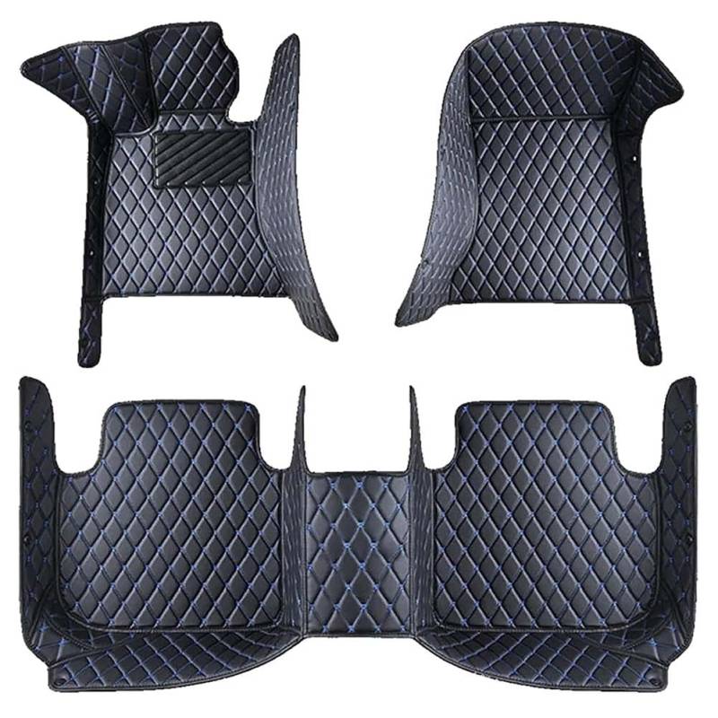 Auto Leder Fußmatten für Freelander 2007-2014 (LHD), Nach Maß Allwetter wasserdichte rutschfeste Auto FußMatte Teppich Set Schutz Interior ZubehöR,E/Black-Blue von JINLINGNB