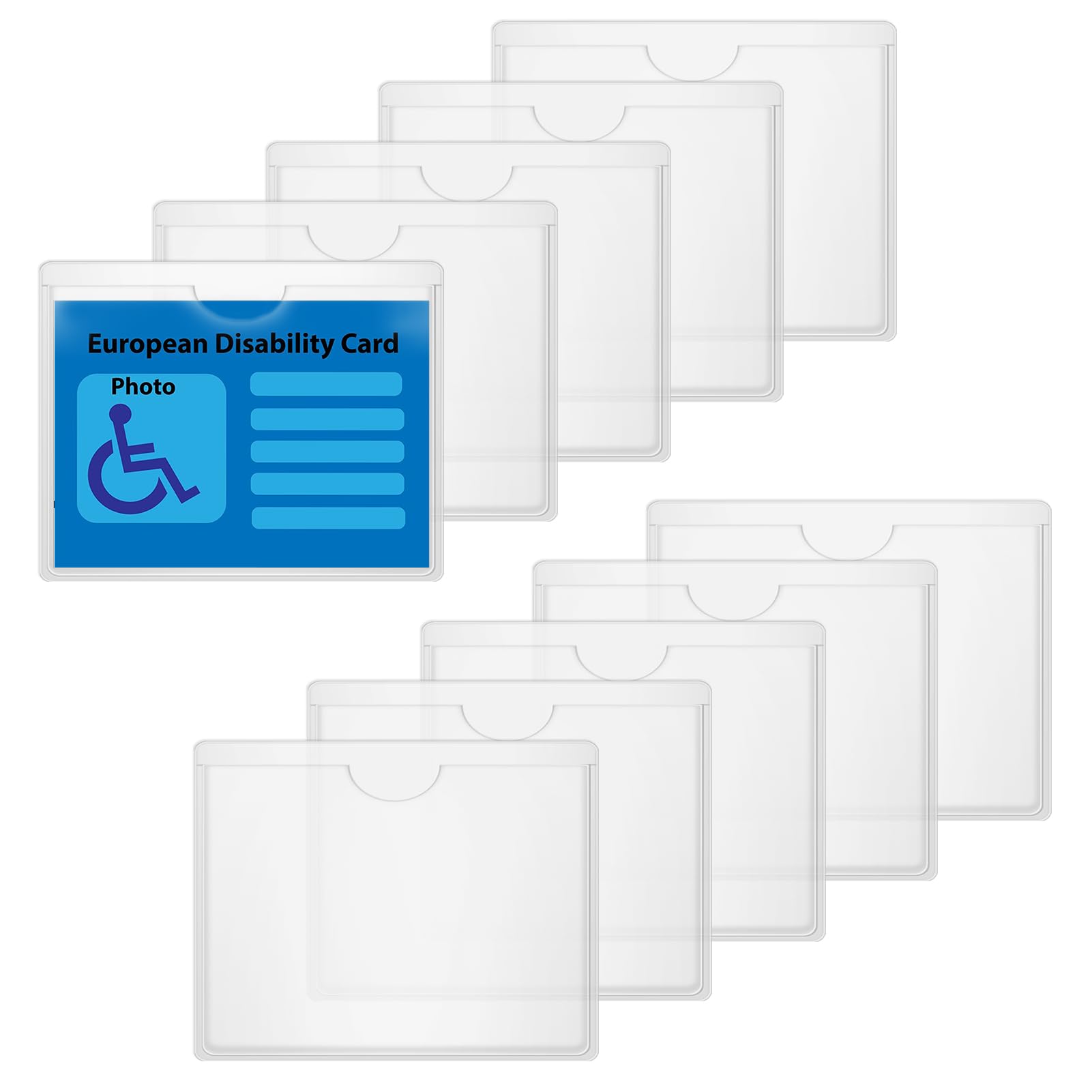 10 Stück Transparente Selbstklebende Kartenhalter, Kartenhalter für Behinderte Windschutzscheibe Selbstklebend Klar Wasserfest Visitenkartentaschen Parkausweis Hülle Ausweishülle Ausweishalter 9x7,5cm von JINSIHU