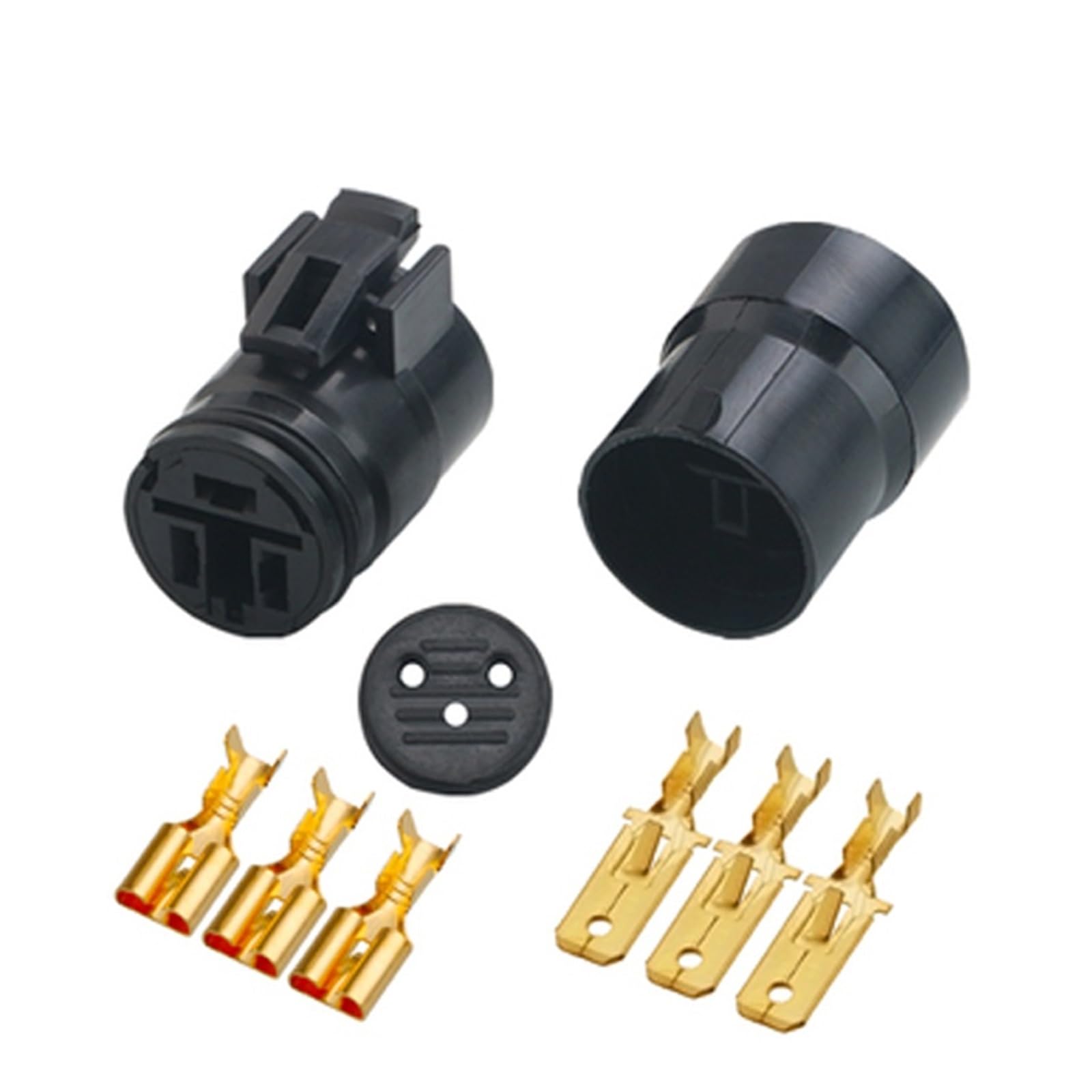 1/5/10/20 Sets, 6,3 mm, 3-polig, automatischer wasserdichter Drahtverbinder, runder Lichtmaschinen-männlicher weiblicher Stecker für Auto 90980-10341 (3P-Buchse, 1 Set) von JINYINGHUA