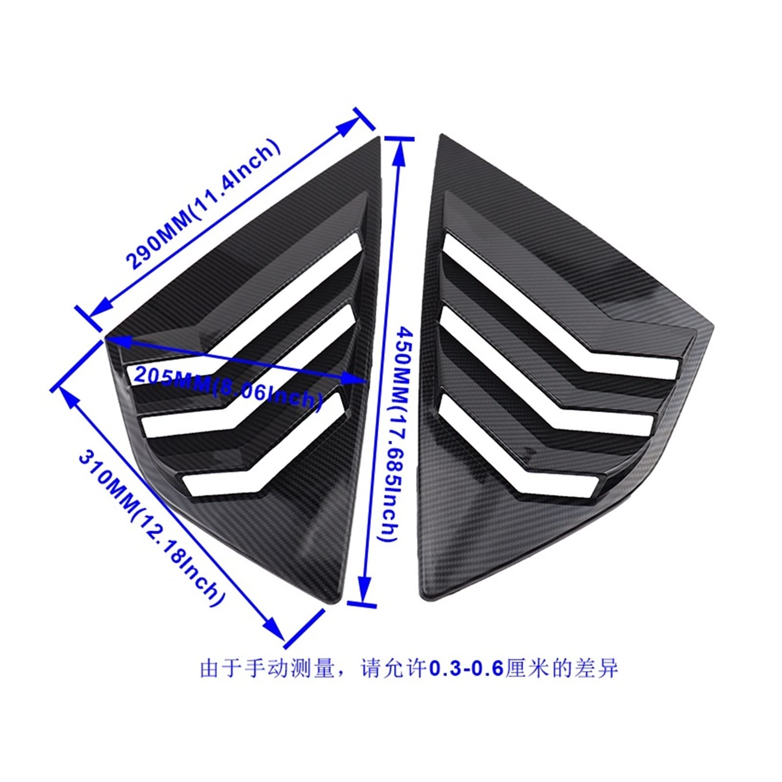 Lamellen for hintere Seitenfenster, 2 Stück/Set, Seitenlüftungsabdeckung, Aufkleber, Zierleiste, kompatibel mit Focus 12–18 ST RS Schrägheck, Kohlefaser, ABS(A Style Carbon Fiber) von JINYINGHUA