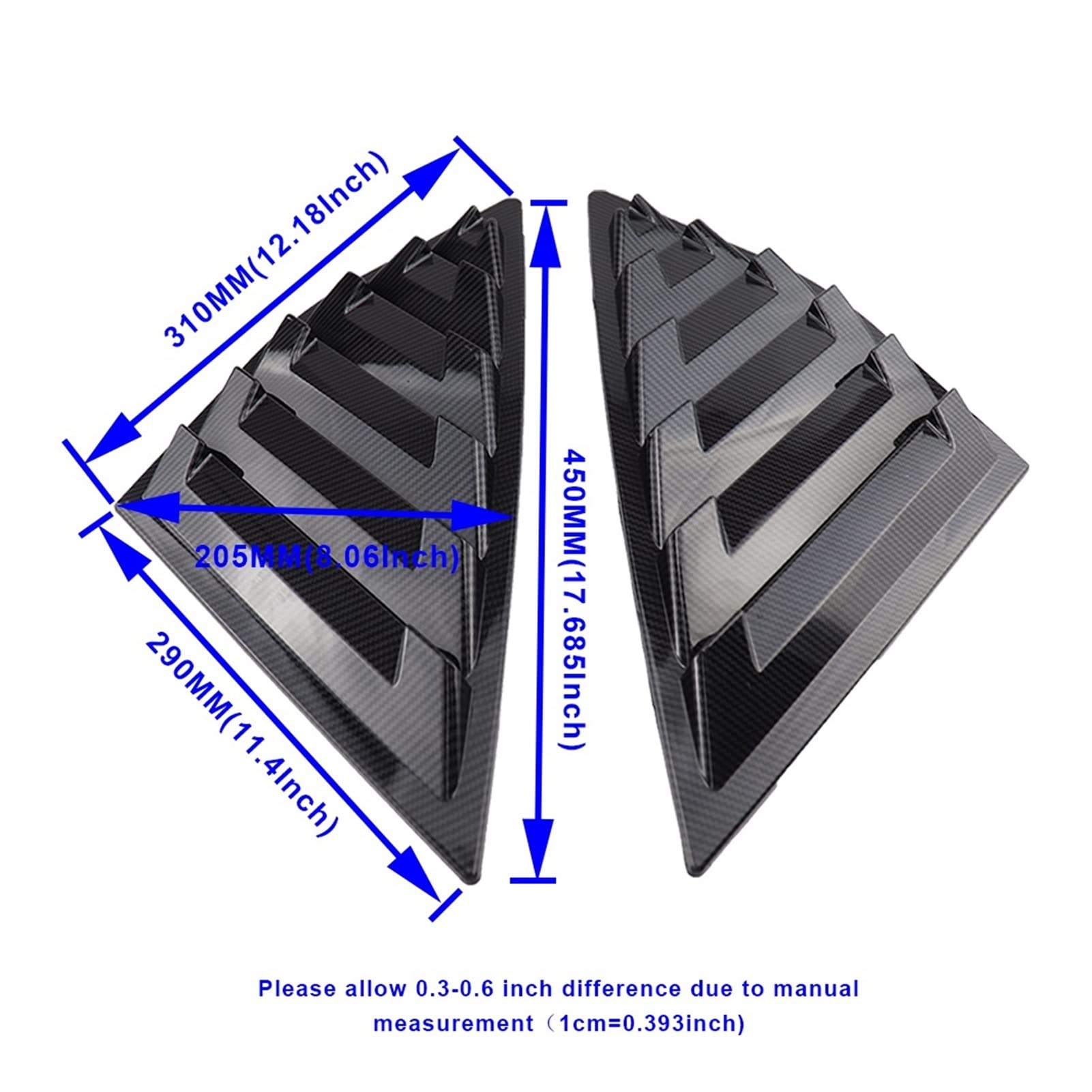 Lamellen for hintere Seitenfenster, 2 Stück/Set, Seitenlüftungsabdeckung, Aufkleber, Zierleiste, kompatibel mit Focus 12–18 ST RS Schrägheck, Kohlefaser, ABS(B Style Carbon Fiber) von JINYINGHUA