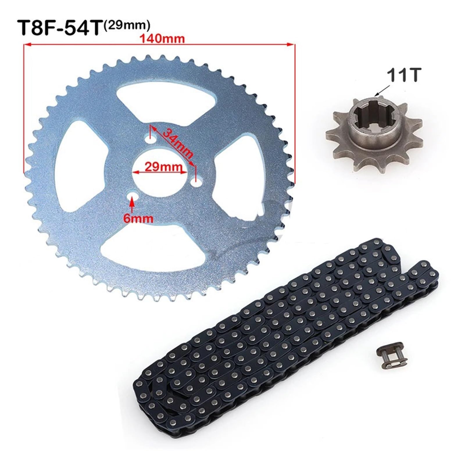 Metall T8F 126 Glieder + 11 Zähne + Kettenplatte for Elektro- und Benzin-Roller (Ersatzteile) Dirt Pit Bike Motorrad(A set) von JINYINGHUA