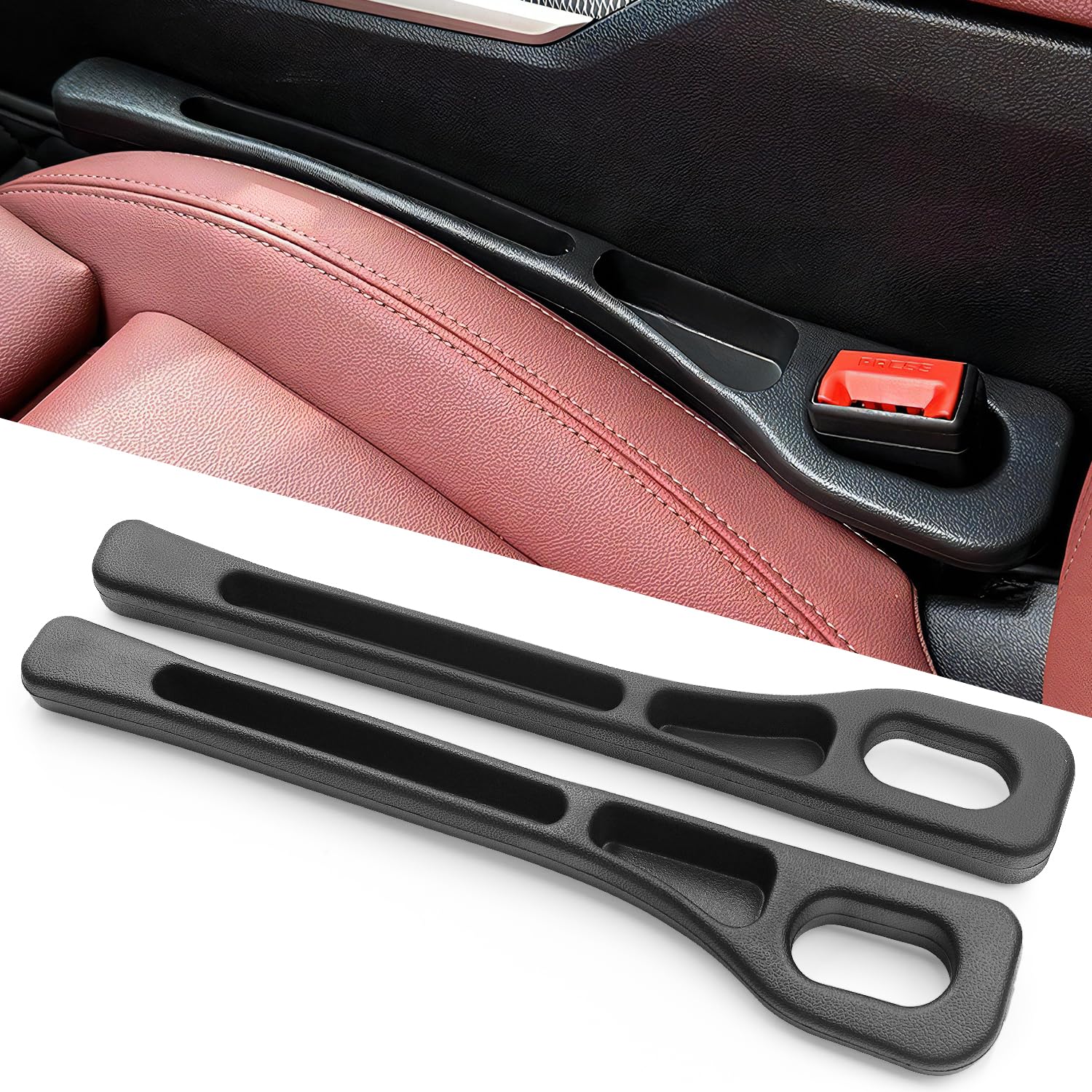 JINYJIA Autositz Lückenfüller 2er Set, Universell Autositz Spaltfüller, Aufbewahrungsbox für Autositze, Car Seat Gap Filler, Auto Sitzlückenfüller für Die Meisten Modelle von Autos, Schwarz von JINYJIA