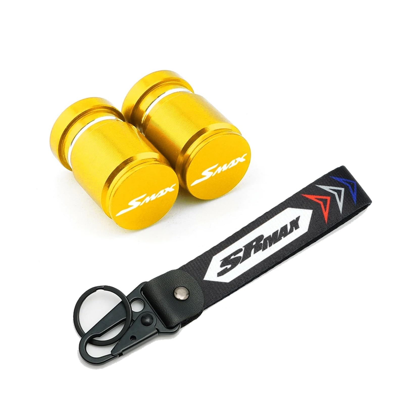 Motorradreifenventil Für Aprilia SRMAX SR-MAX 125 250 300 SRMAX125 SRMAX250 SRMAX300 Rad-Reifen-Ventilkappen Abdeckung & Stickerei-Ring Schlüsselanhänger(Yellow) von JINYRYP