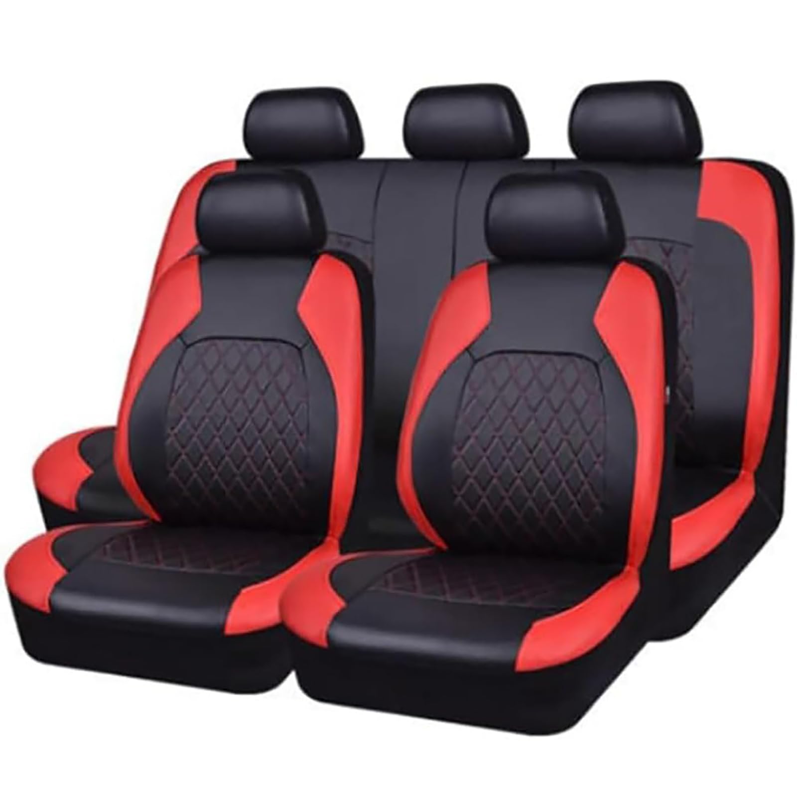 JITEM Auto Sitzbezüge Set Für VW Caddy 2K 2005-2019, Leder Sitzbezügesets Vorne Rückbank RüCken Sitzkissen Komfortabler Anti Rutsch Autozubehör, D/Red von JITEM