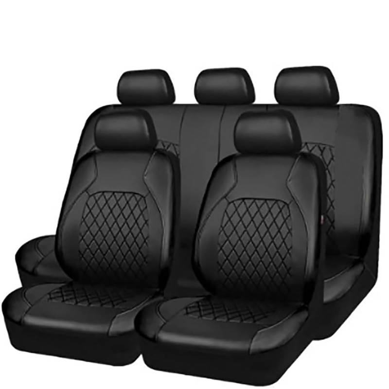 JITEM Auto Sitzbezüge Set Für VW Caddy 2K 2005-2019, Leder Sitzbezügesets Vorne Rückbank RüCken Sitzkissen Komfortabler Anti Rutsch Autozubehör,A/Black von JITEM