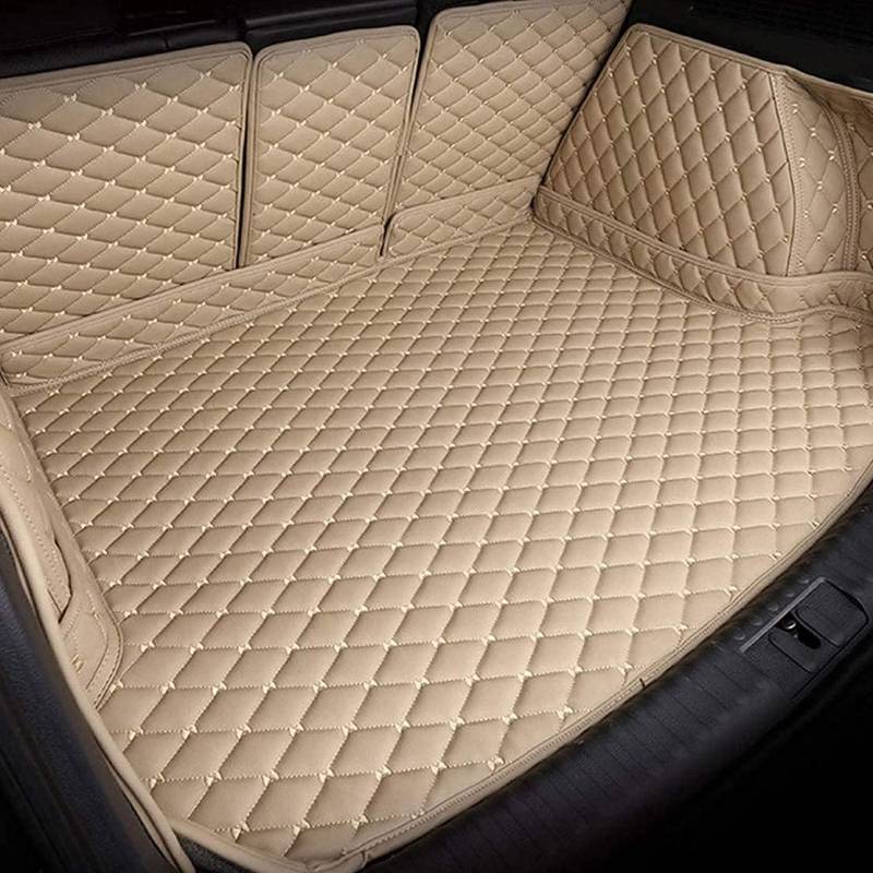 Auto Kofferraumwanne Leder Kofferraummatte für BMW X5 F15 2014-2018(5seats), wasserdicht Kratzfest rutschfest Kofferraum Schutzmatten, B-Beige von JITONA