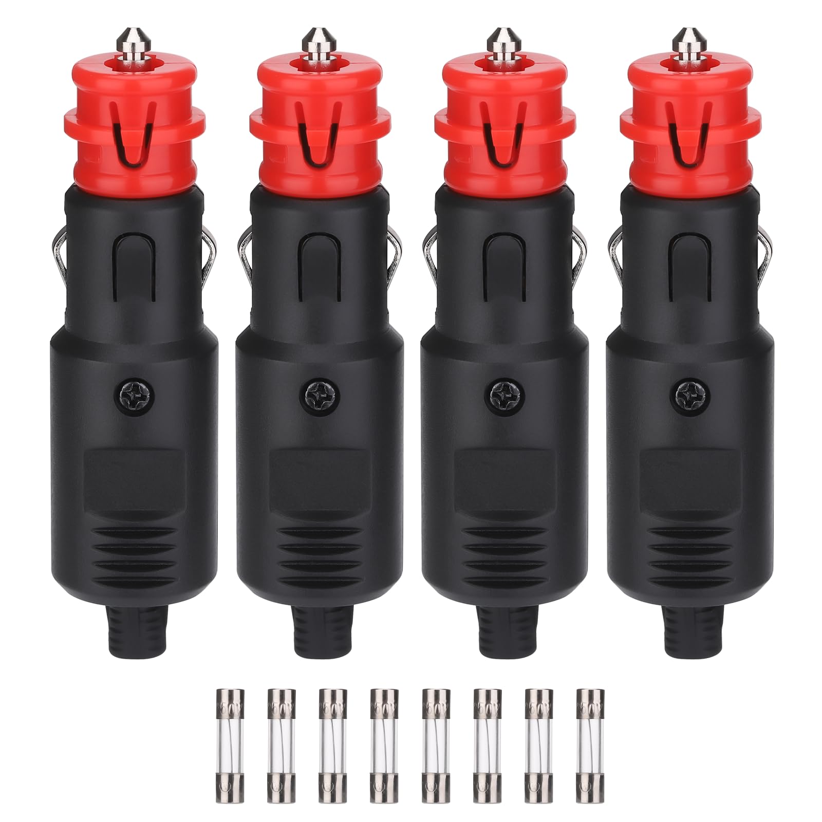 JIZZU 4 Stück Zigarettenanzünder Stecker KFZ Stecker 12V/24V Sicherheits Autostecker Zigarettenanzünderbuchse mit 10A Sicherung für Auto LKW PKW Motorrad von JIZZU