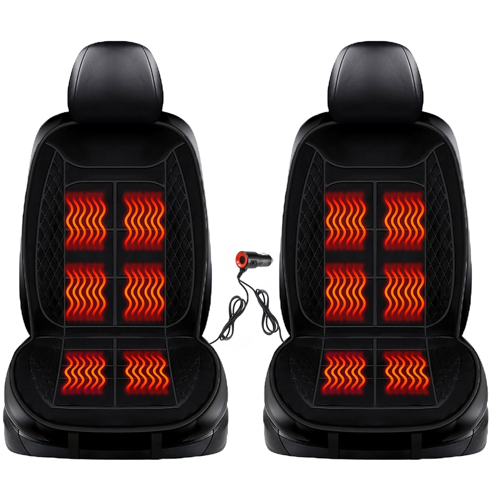 JIcloun 2er Set Neu Sitzheizung Auto Auflage 12v, Schnellaufheizung Sitzauflage für Autositz Warm Bequem Weich Plüsch zum Fahren im Winter, Universell Passend für die Meisten kfz pkw von JIcloun