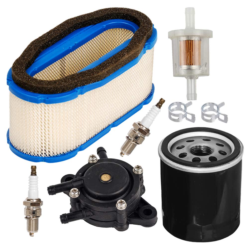 JJDD Carkio 11013-7024 Luftfilter mit 49065-7010 Ölfilter 49040-7001 Kraftstoffpumpe Kraftstofffilter Zündkerze Tune Up Kit Fit für Kawasaki FH601V FH641V FH680V FH721V John Deere GT245 GX255 GX335 von Carkio