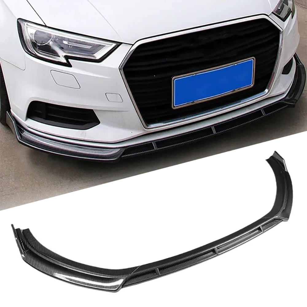 Auto Front Stoßstange Kinn Lippe Spoiler für Audi A3 8V Limousine Standard Edition 2017 2018 2019 2020 nicht für S-Line Auto Exterieur Zubehör Körper Kit,Carbon Fiber Look von JJKZZ