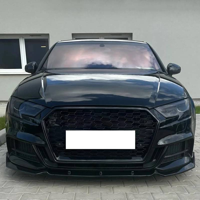 Auto Front Stoßstange Kinn Lippe Spoiler für Audi A3 S3 8V S-Line 2017 2018 2019 2020 Auto Front Splitter Diffusor Exterieur Zubehör Körper Kit,Glossy Black von JJKZZ