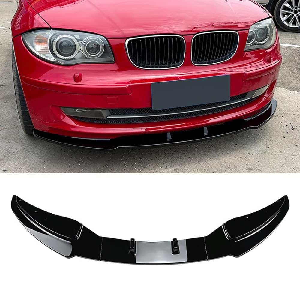 Auto Front Stoßstange Kinn Lippe Spoiler für BMW 1er E81 E82 E87 E88 LCI Standardmodell 2007-2011 Auto Front Splitter Diffusor Exterieur Zubehör Körper Kit,Glossy Black von JJKZZ