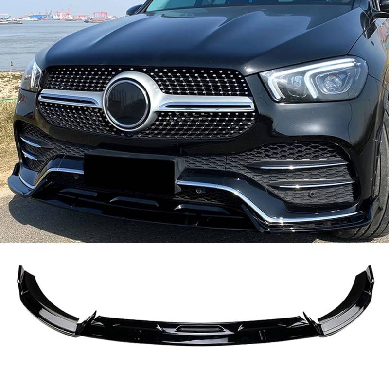 Auto Front Stoßstange Kinn Lippe Spoiler für Mercedes Benz GLE-Klasse W167 C167 GLE350 GLE450 GLE53 AMG 2019-2023 Auto Front Splitter Diffusor Exterieur Zubehör,Glossy Black von JJKZZ