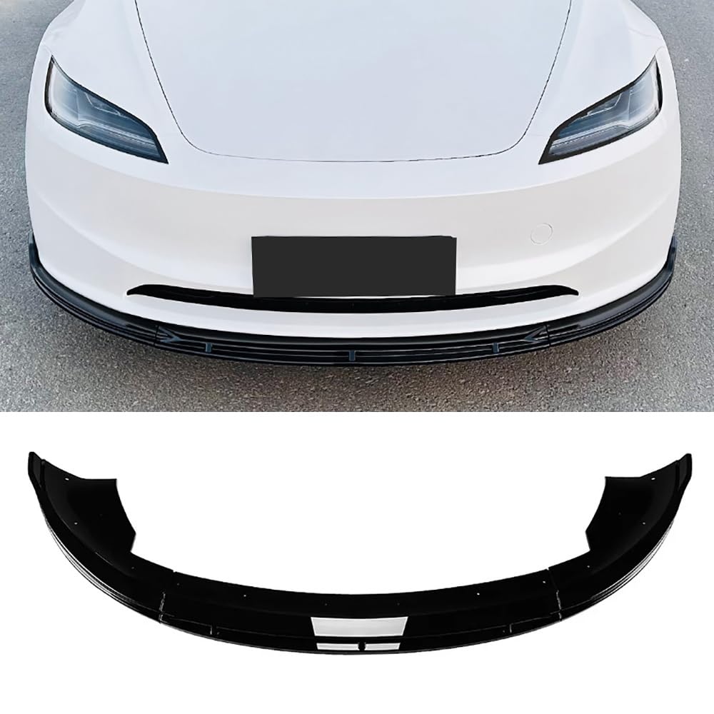 Auto Front Stoßstange Kinn Lippe Spoiler für Tesla Model 3 2024 2025 Auto Front Splitter Diffusor Exterieur Zubehör Körper Kit,Glossy Black von JJKZZ