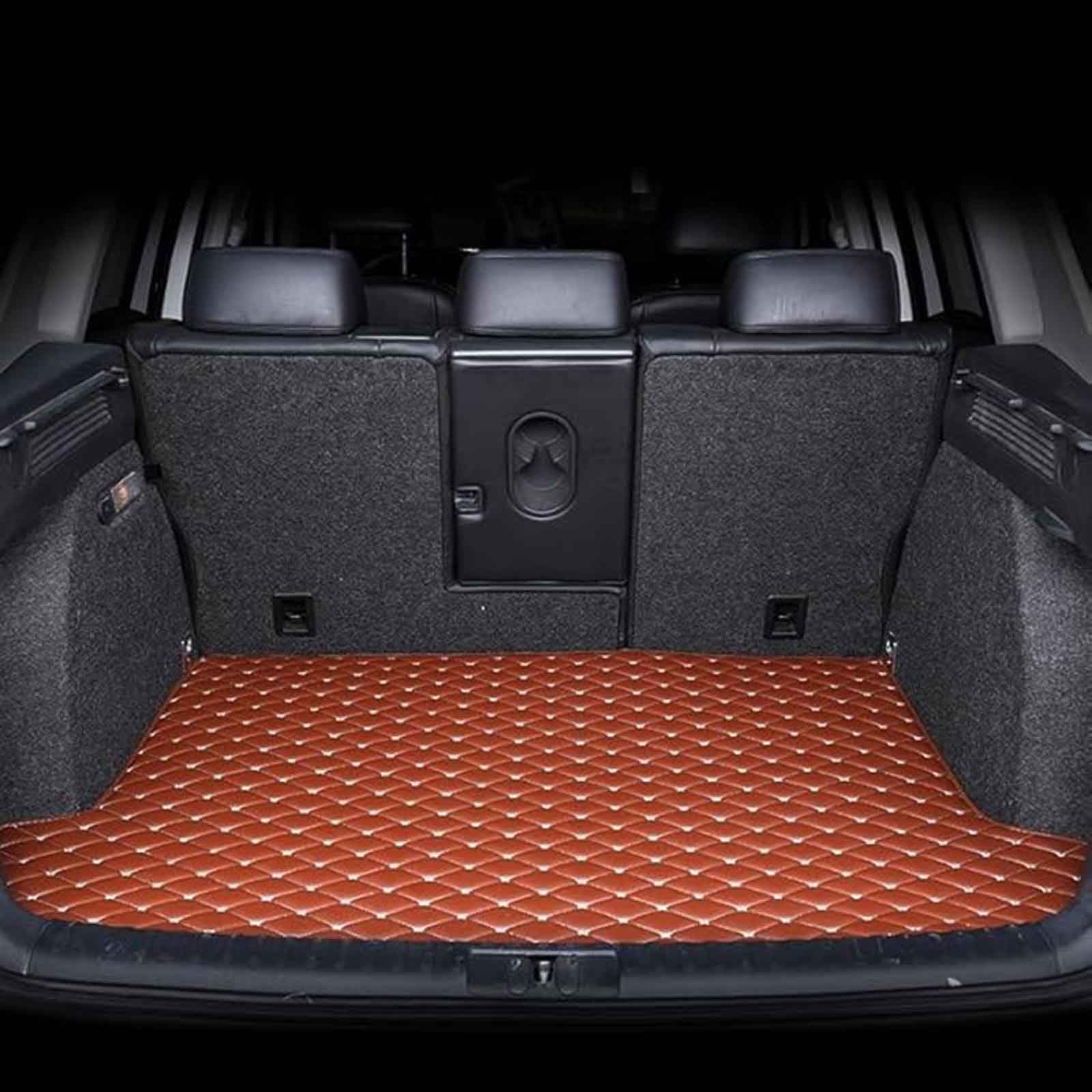 Auto Kofferraummatte Für FIAT 500 2008-2015, Custom Leder Kofferraumwanne Kofferraum Cargo Teppich Wasserdicht Kratzfest Teppiche Schutzmatte Zubehör,F/Orange von JJNIENUS