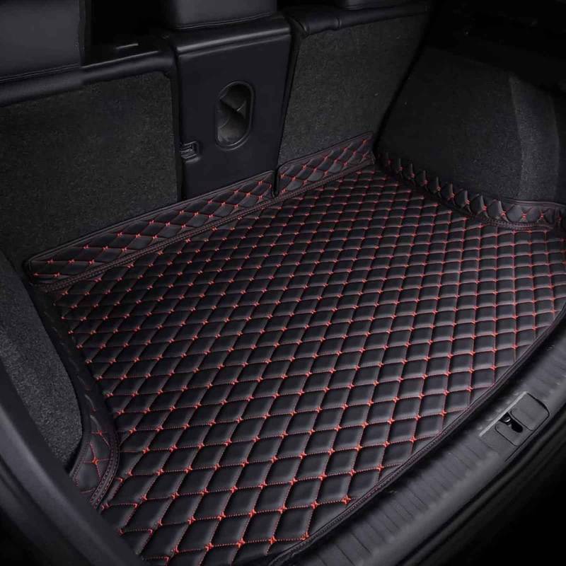 Auto Kofferraummatten Für Toyota Prius 2012-2024, Leder Stamm Matten Kofferraumwanne Abdeckung Wasserdicht Teppich Kratzfest Schutzmatte Innenraum Zubehör,C/Black-Red von JJNIENUS