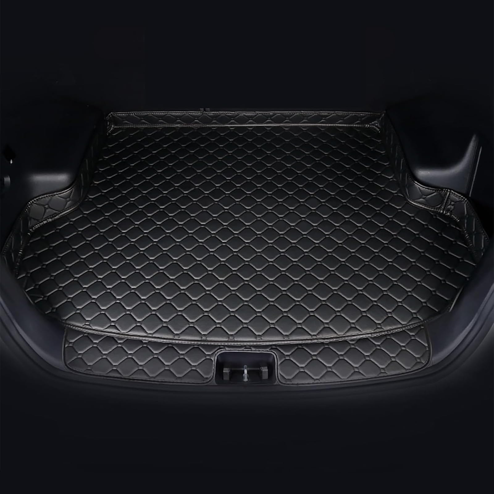 Auto Leder Kofferraummatten Für Audi A8 Saloon D3 (5seats) LWB 2002-2010, Cargo Carpet Kofferraumwanne Hohe Seitenschutzmatte Verschleißfest Kratzfeste Innenraum ZubehöR,A/Black von JJNIENUS