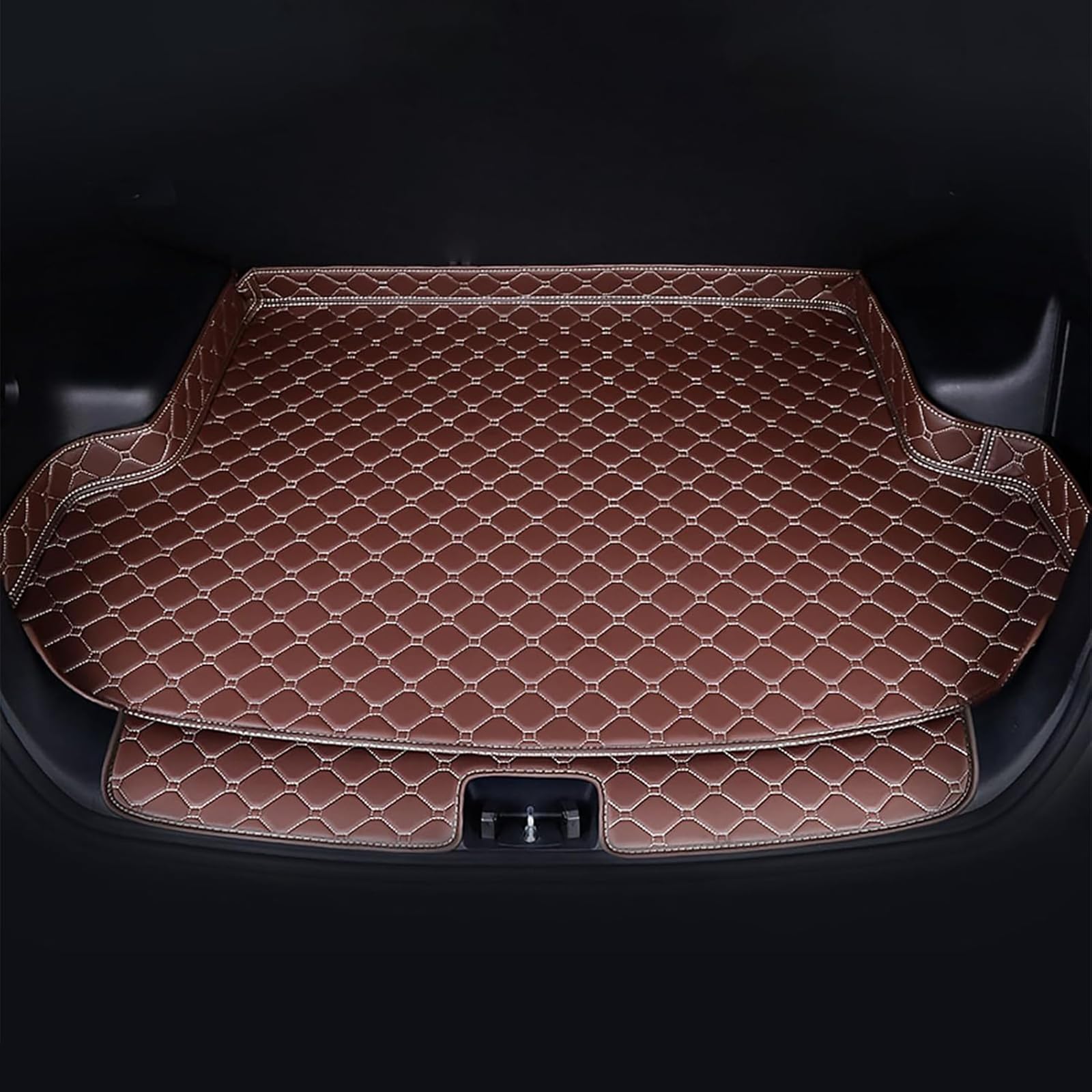 Auto Leder Kofferraummatten Für Toyota Alphard (AH20) 2. Gen 2008-2015, Cargo Carpet Kofferraumwanne Hohe Seitenschutzmatte Verschleißfest Kratzfeste Innenraum ZubehöR,D/Coffee von JJNIENUS