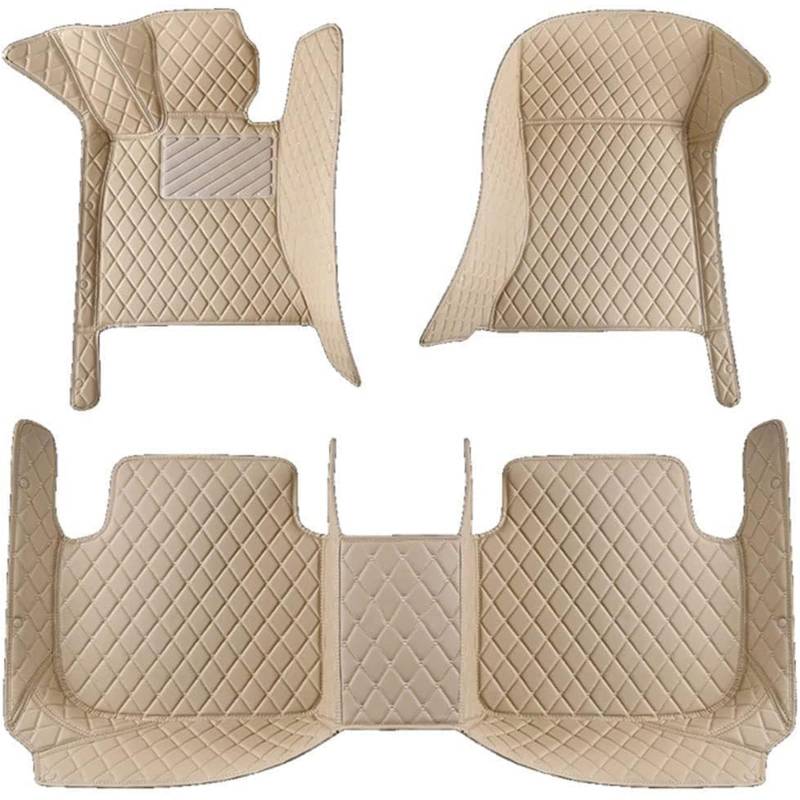 Nach Maß Auto Fußmatten Für Chrysler 300c 2004-2011, Voller Bedeckter Leder Fussmatten Vorne Und Hinten Automatten Wasserdicht rutschfeste Teppiche Schutz Zubehör,E/Beige von JJNIENUS