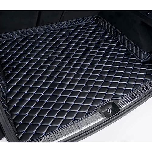 JJPSFDSP Kofferraummatte für Range Rover Evoque 2012-2015 SUV 4 Türen, maßgeschneiderte Kofferraumwanne aus Leder, wasserdichte Laderaumwanne, Schutzpolster, Zubehör, A/Schwarz~Blau von JJPSFDSP