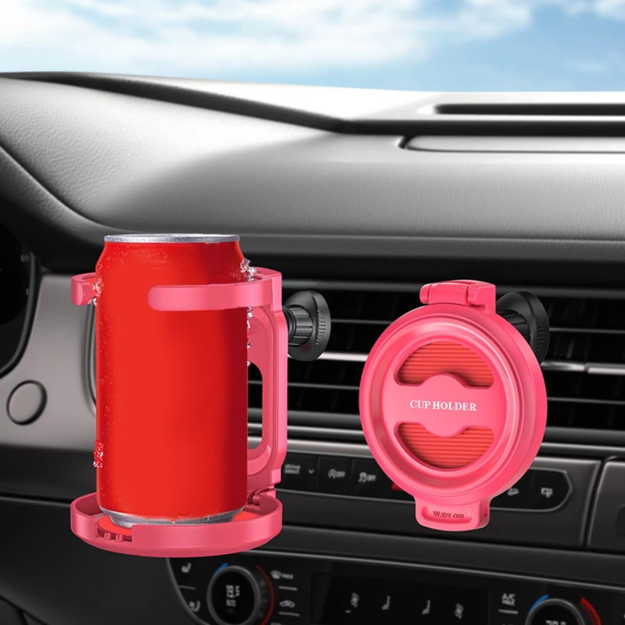 Getränkehalter Auto-Getränkehalter Für Lüftungsschlitze, Universeller Verstellbarer Getränkeständer, Ständer Für Wasserflaschen Und Aschenbecher, Schüttelfest, Stabiler Auto-Organizer(Rose Pink) von JJRFVBGT